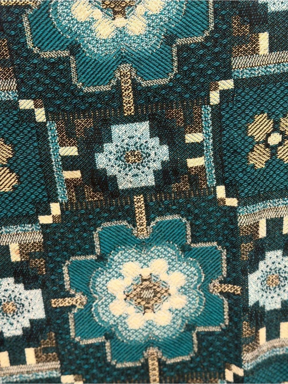 Geometric Vintage Art Deco Print Throw Blanket in Green & Black